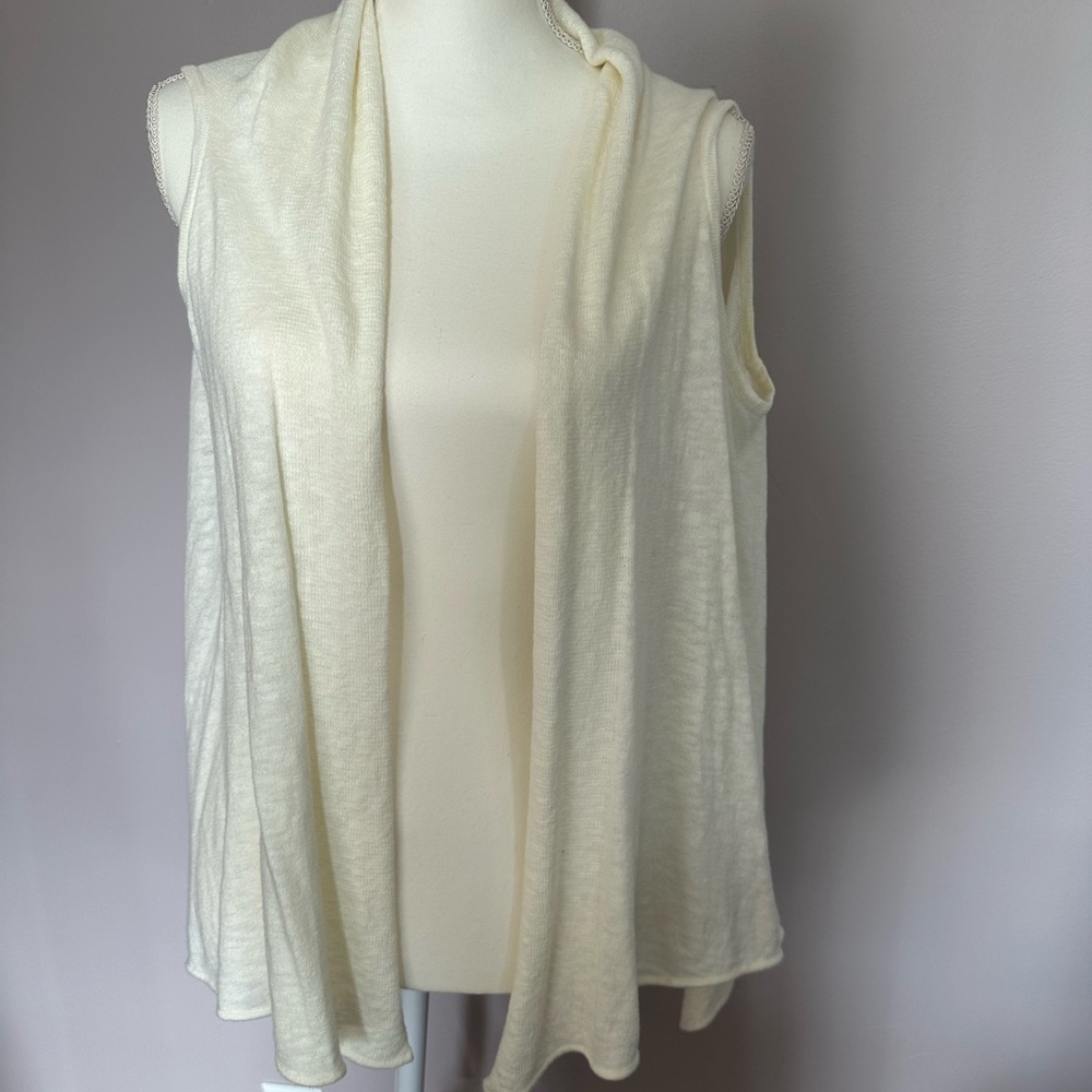 Cream Sleeveless Cardigan